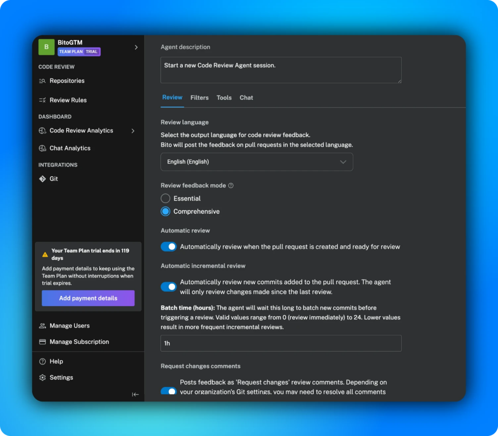 Essential and Comprehensive mode of Bito
